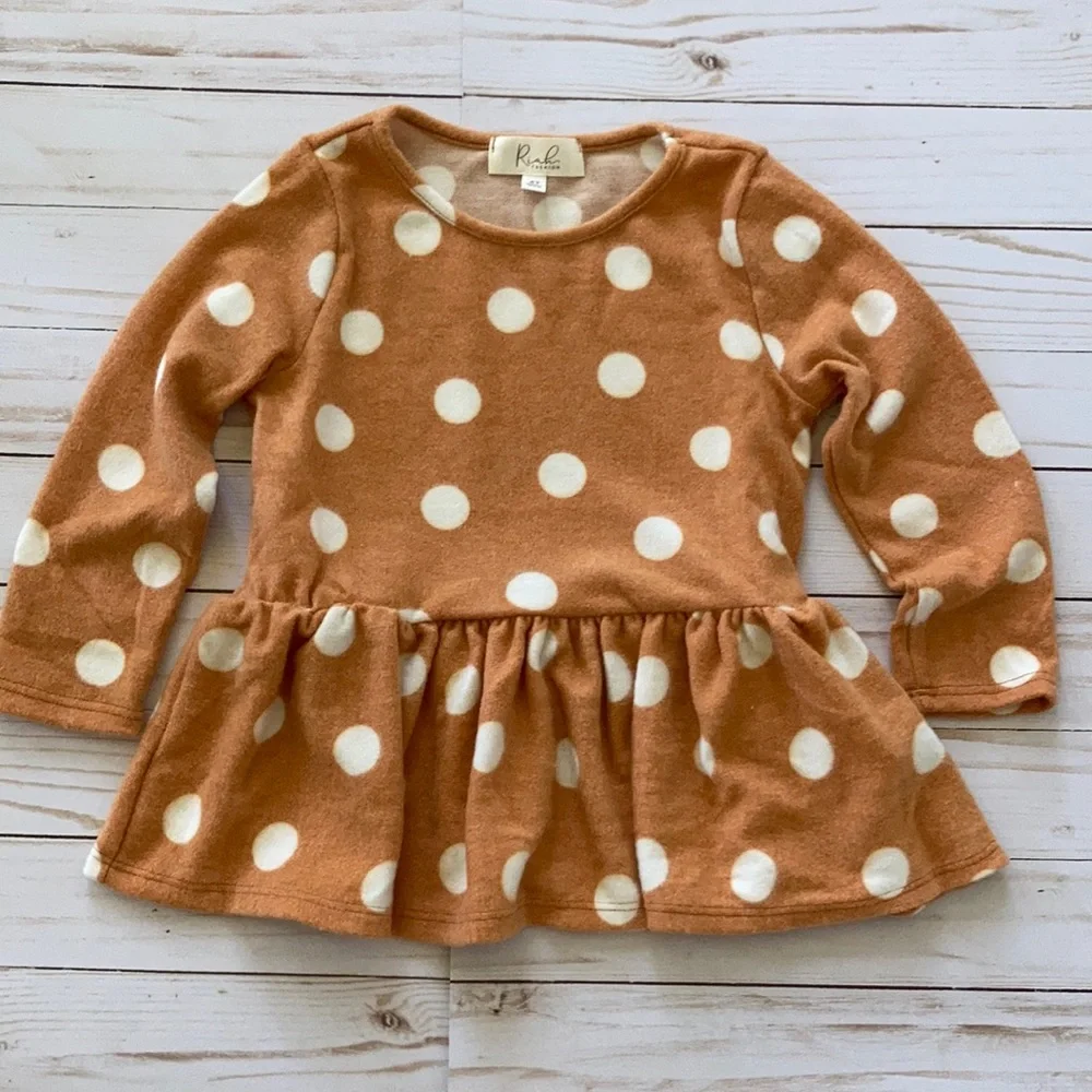 Girls Long Sleeve Polka Dot Tunic Top - Picture 1 of 5